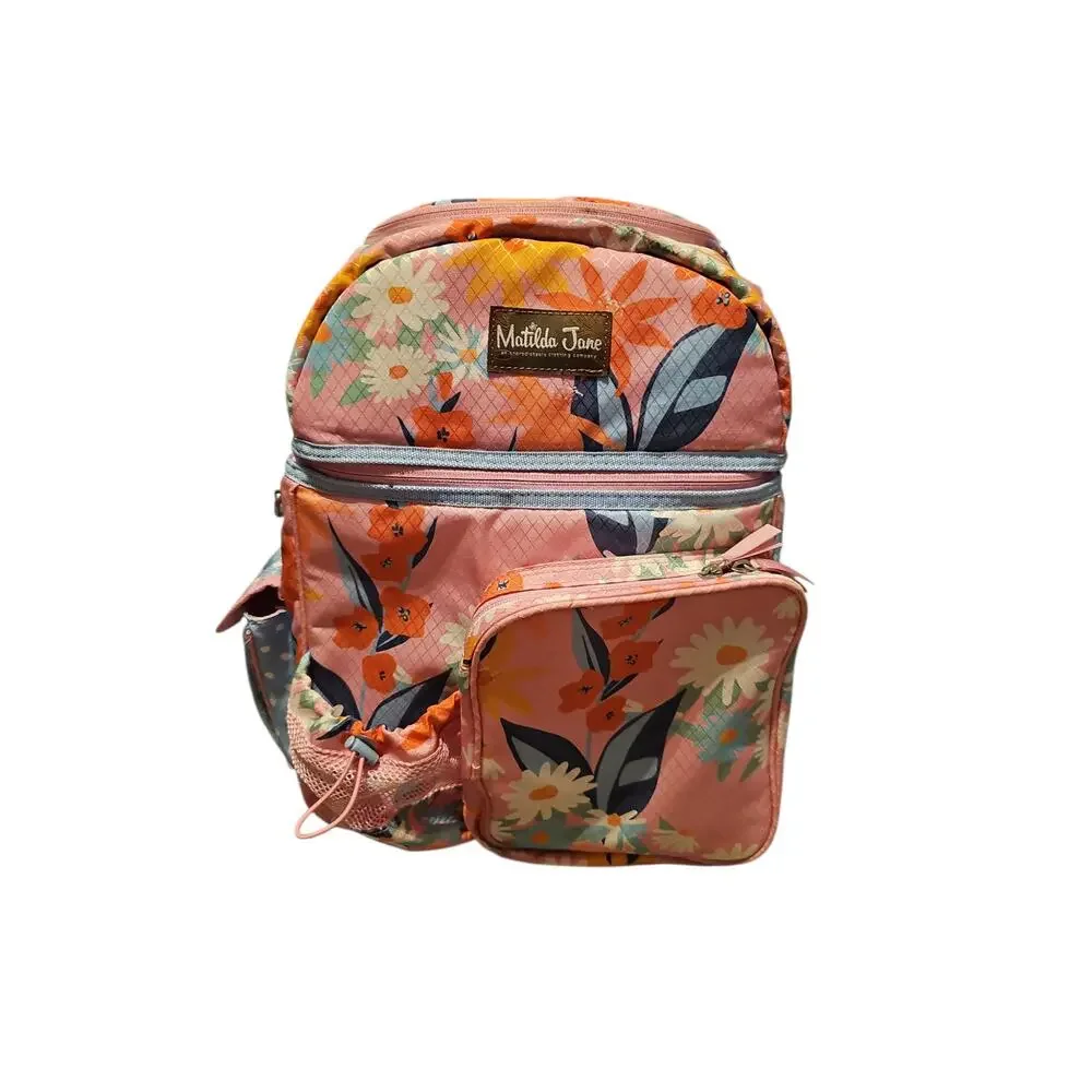 Matilda Jane Women’s Everything Packed Cooler Backpack PINK BLUE FLORAL